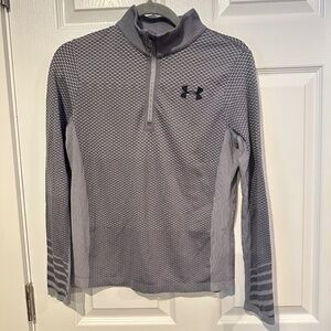 Under Armour Youth XL Heatgear Gray Long Sleeve Performance Quarter Zip